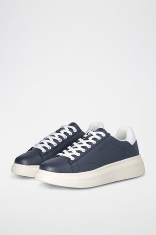 Zapatillas de piel - Blanco, beige y azul