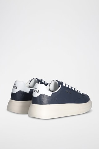 Zapatillas de piel - Blanco, beige y azul
