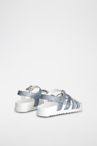 Sandalias con plataforma - Blanco, azul y plateado
