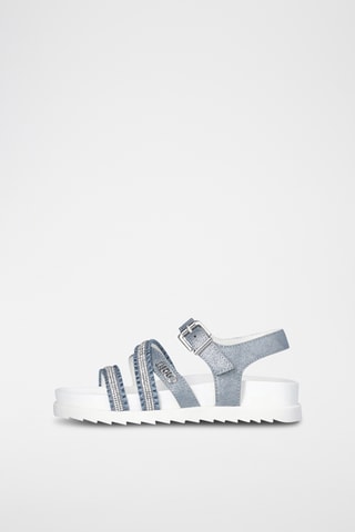 Sandalias con plataforma - Blanco, azul y plateado