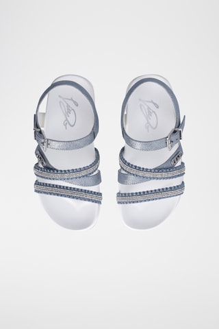 Sandalias con plataforma - Blanco, azul y plateado