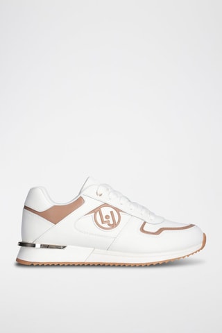 Zapatillas de piel - Blanco y beige