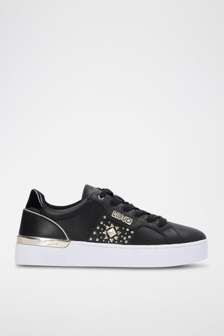 Zapatillas de piel de toro con plataforma Silvia - Negro