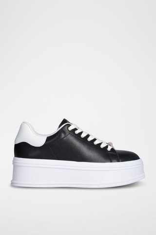 Zapatillas de piel con plataforma Selma - Negro