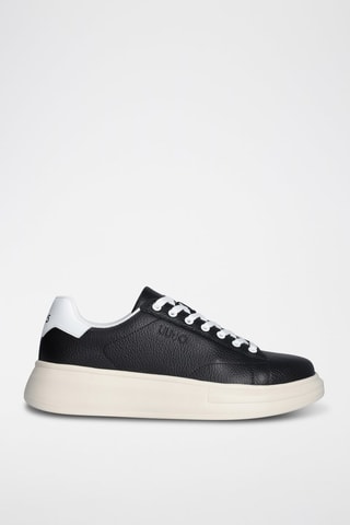 Zapatillas de piel con plataforma - Negro