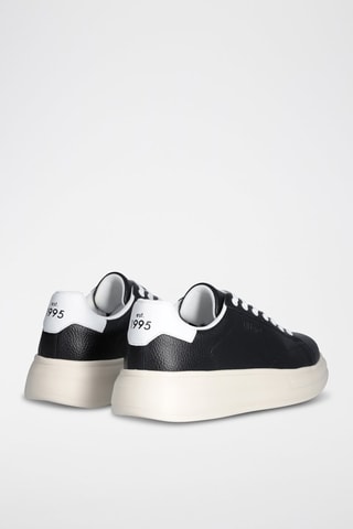 Zapatillas de piel con plataforma - Negro