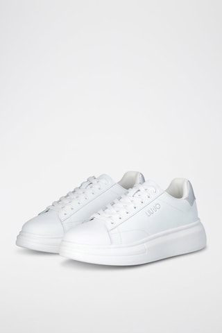 Zapatillas de piel con plataforma - Blanco y plateado