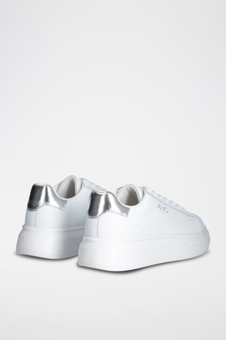 Zapatillas de piel con plataforma - Blanco y plateado