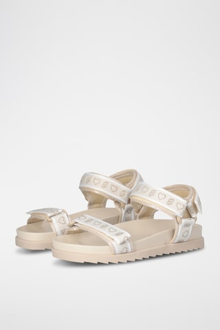 Sandalias - Blanco, beige y plateado