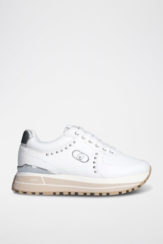 Zapatillas de piel - Blanco y plateado