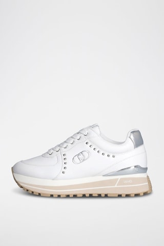 Zapatillas de piel - Blanco y plateado