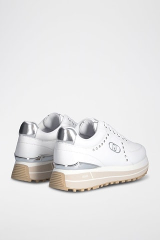 Zapatillas de piel - Blanco y plateado