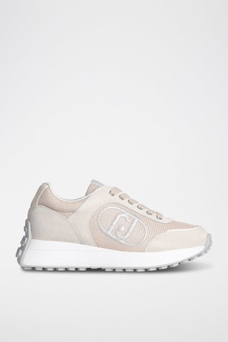 Zapatillas de nobuk Lolo - Blanco, dorado y beige