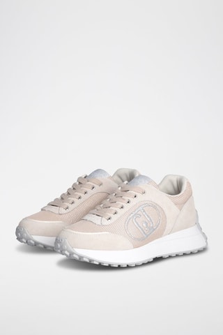 Zapatillas de nobuk Lolo - Blanco, dorado y beige