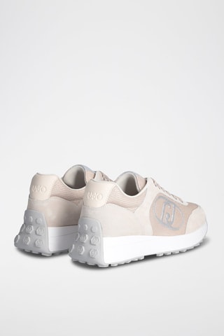 Zapatillas de nobuk Lolo - Blanco, dorado y beige