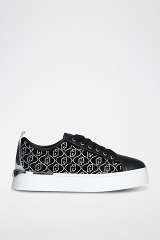 Zapatillas de piel - Negro y plateado