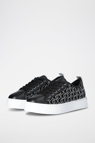Zapatillas de piel - Negro y plateado