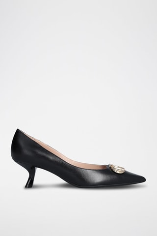 Zapatos de piel caprina de tacón Gemy - Negro y dorado