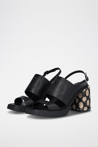 Sandalias de piel de tacón Gisele - Negro