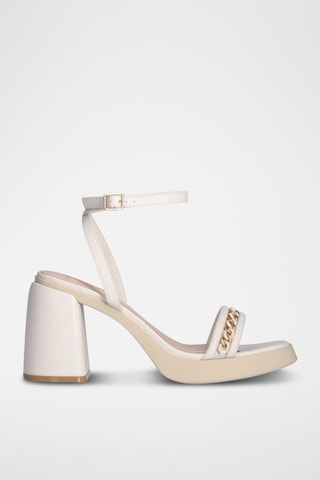 Sandalias de piel de tacón Gisele - Beige