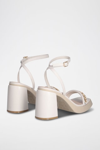 Sandalias de piel de tacón Gisele - Beige
