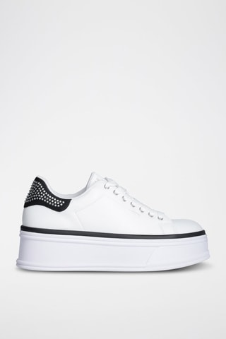 Zapatillas de piel con plataforma Selma - Blanco y negro