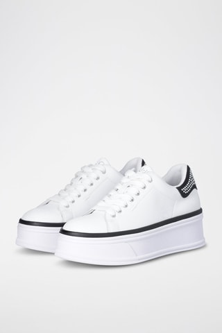 Zapatillas de piel con plataforma Selma - Blanco y negro