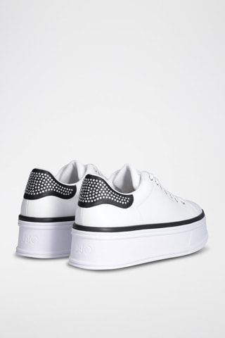Zapatillas de piel con plataforma Selma - Blanco y negro