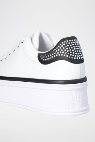 Zapatillas de piel con plataforma Selma - Blanco y negro