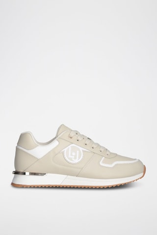Zapatillas de piel - Blanco y beige