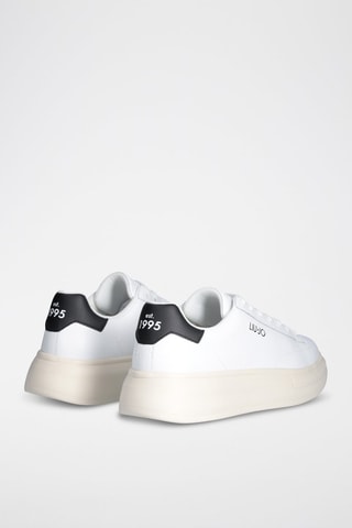Zapatillas de piel con plataforma - Blanco, negro y beige