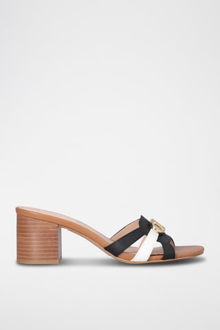 Sandalias de piel de tacón - Negro