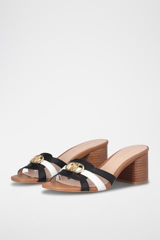 Sandalias de piel de tacón - Negro