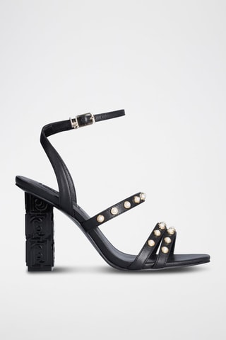 Sandalias de piel caprina de tacón Serena - Negro