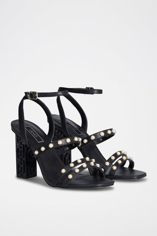 Sandalias de piel caprina de tacón Serena - Negro
