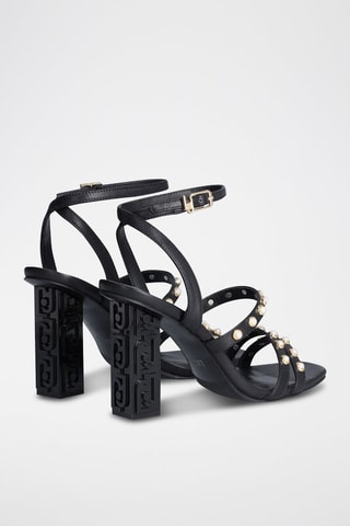 Sandalias de piel caprina de tacón Serena - Negro