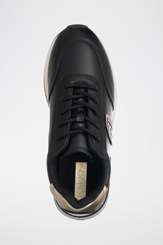 Zapatillas de piel con plataforma - Blanco, negro y dorado
