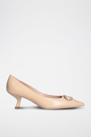 Zapatos de piel caprina de tacón Gemy - Dorado y beige