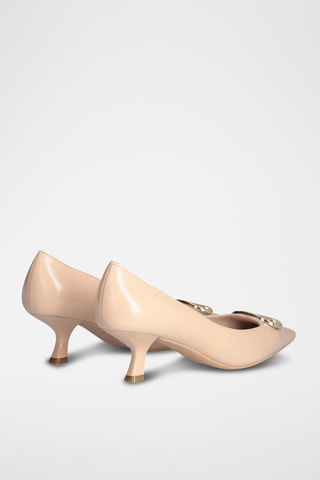 Zapatos de piel caprina de tacón Gemy - Dorado y beige