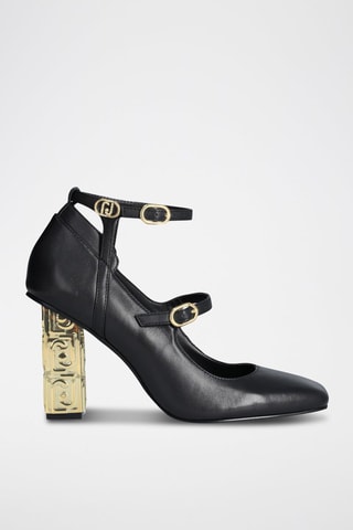 Salomés de piel caprina de tacón Jennifer - Negro