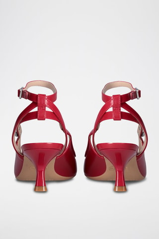 Zapatos de piel caprina de tacón - Rojo y plateado