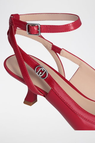 Zapatos de piel caprina de tacón - Rojo y plateado
