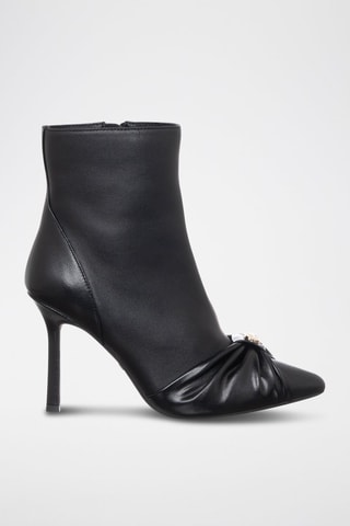 Botines de piel - Blanco, plateado y negro