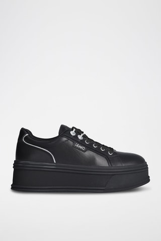 Zapatillas de piel con plataforma Selma - Negro