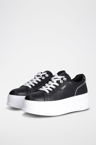 Zapatillas de piel con plataforma Selma - Negro