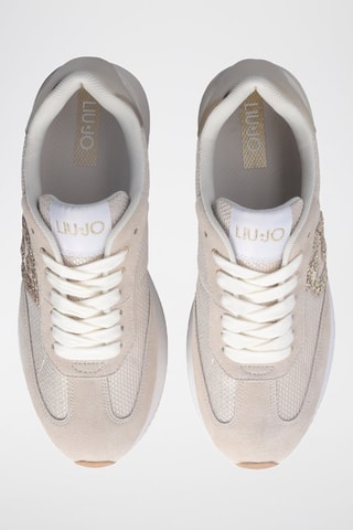 Zapatillas de nobuk con plataforma - Blanco y dorado