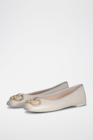 Bailarinas de lana de cordero Dafne - Beige y dorado