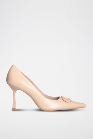 Zapatos de piel caprina de tacón - Beige