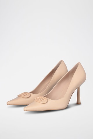 Zapatos de piel caprina de tacón - Beige