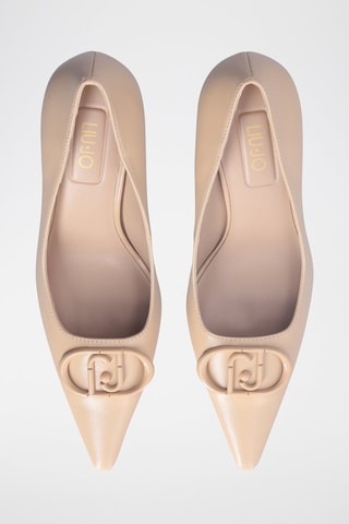 Zapatos de piel caprina de tacón - Beige